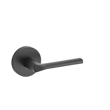 Kwikset Lisbon Lever with Round Rose Interior Dummy Handleset Trim with New Chassis Matte Black Finish 968LSLRDT-514